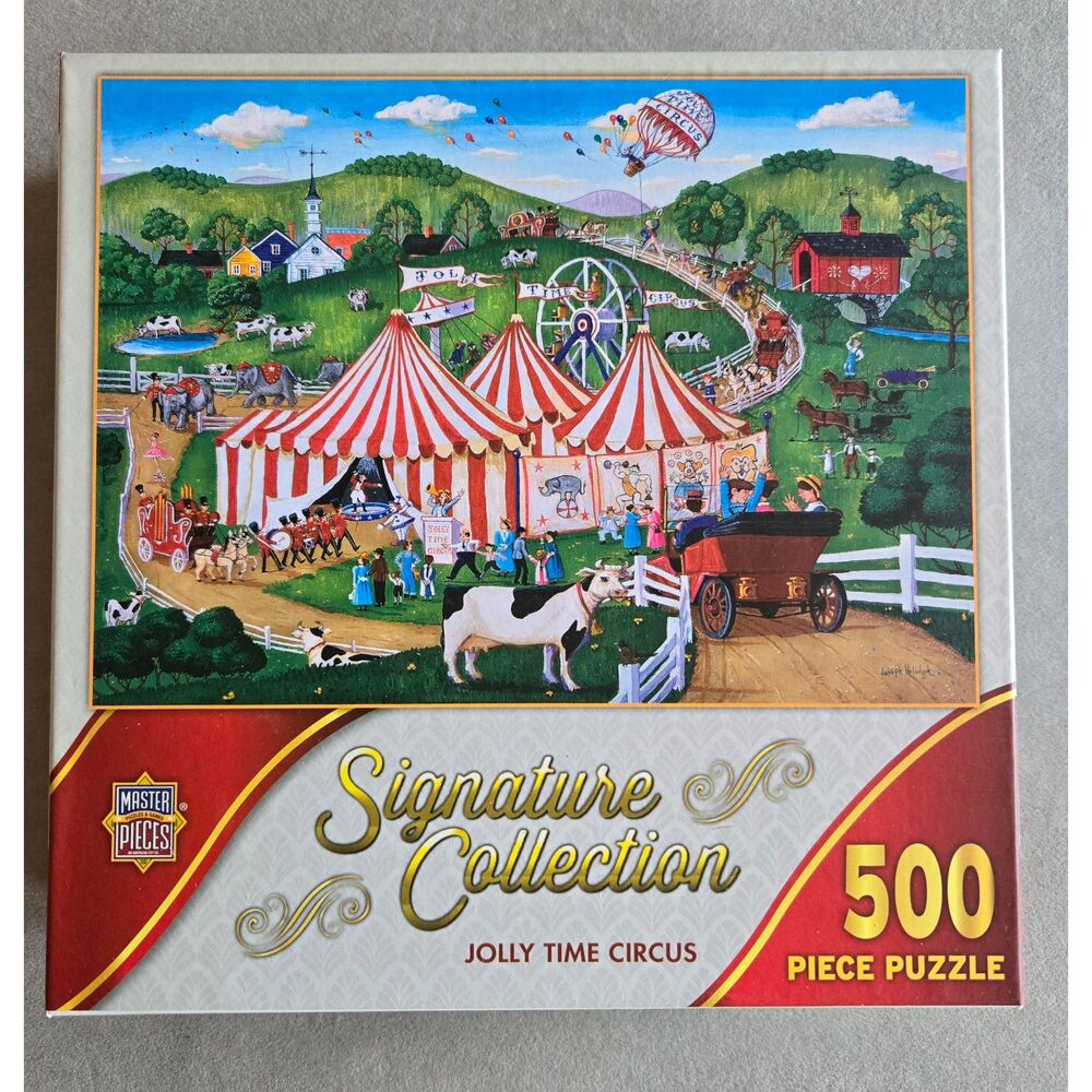 Master Pieces Jolly Time Circus 500 pc Joe Holodook Complete Preowned